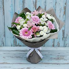 Букет цветов из:  Герберы, Альстромерии и Хризантемы в Кузьмино