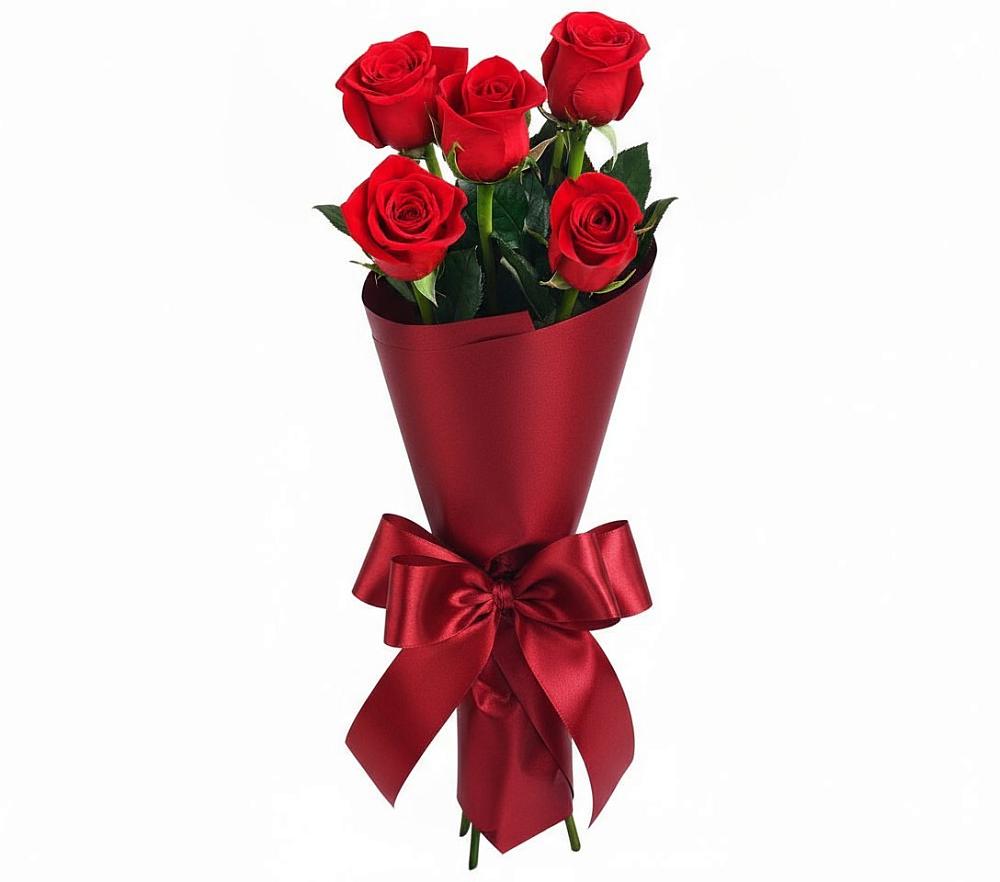 Букет 5 Красных роз Эдлесс Лав в Кузьмино