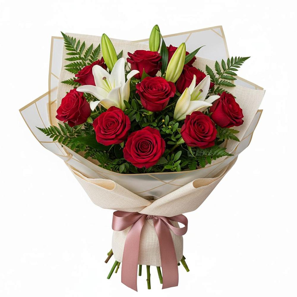 Букет цветов из: Лилии и Розы в Кузьмино