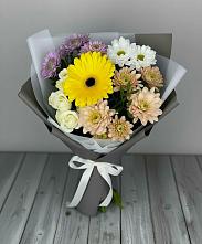 Букет цветов из:  Розы, Герберы и Хризантемы в Кузьмино