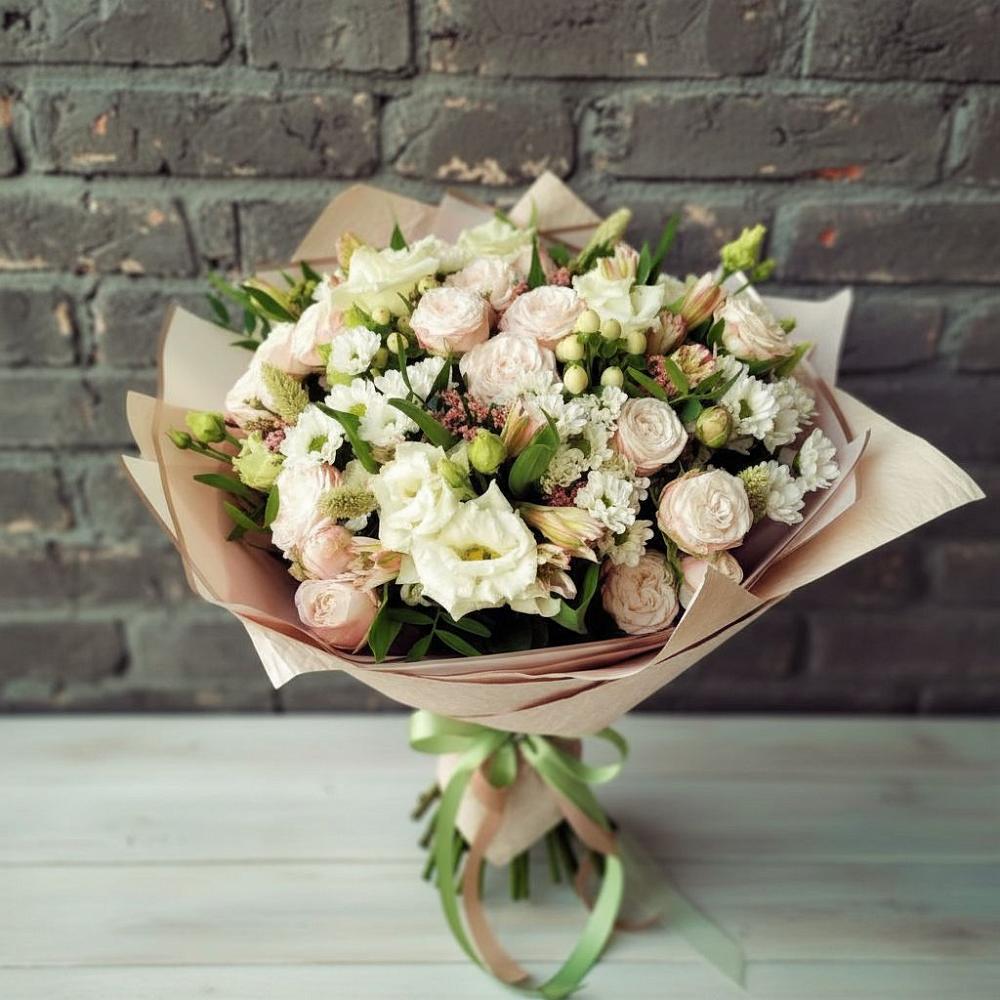 Букет цветов из: Альстромерии, Розы и Хризантемы в Кузьмино