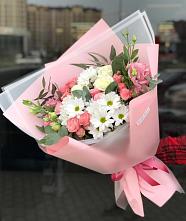 Букет цветов из:  Розы, Лизиантусы и Хризантемы #REPLACE_PRED# Кузьмино