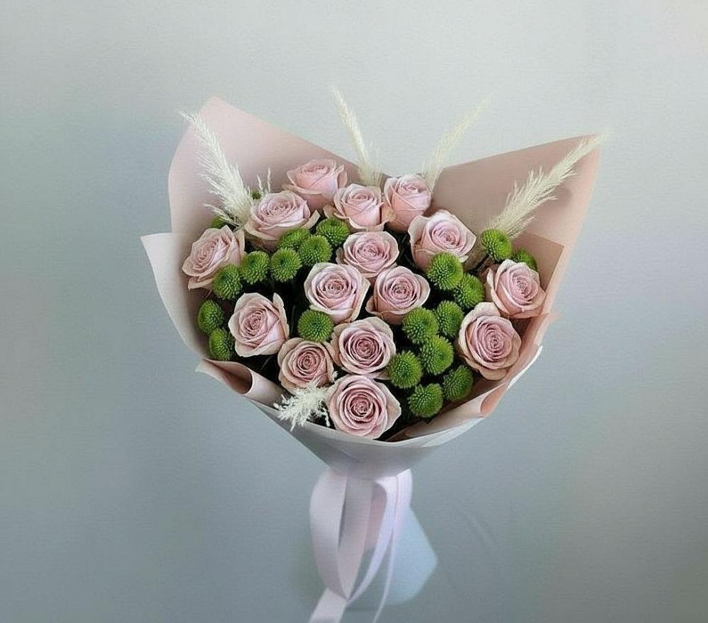 Букет цветов из: Розы и Хризантемы в Кузьмино