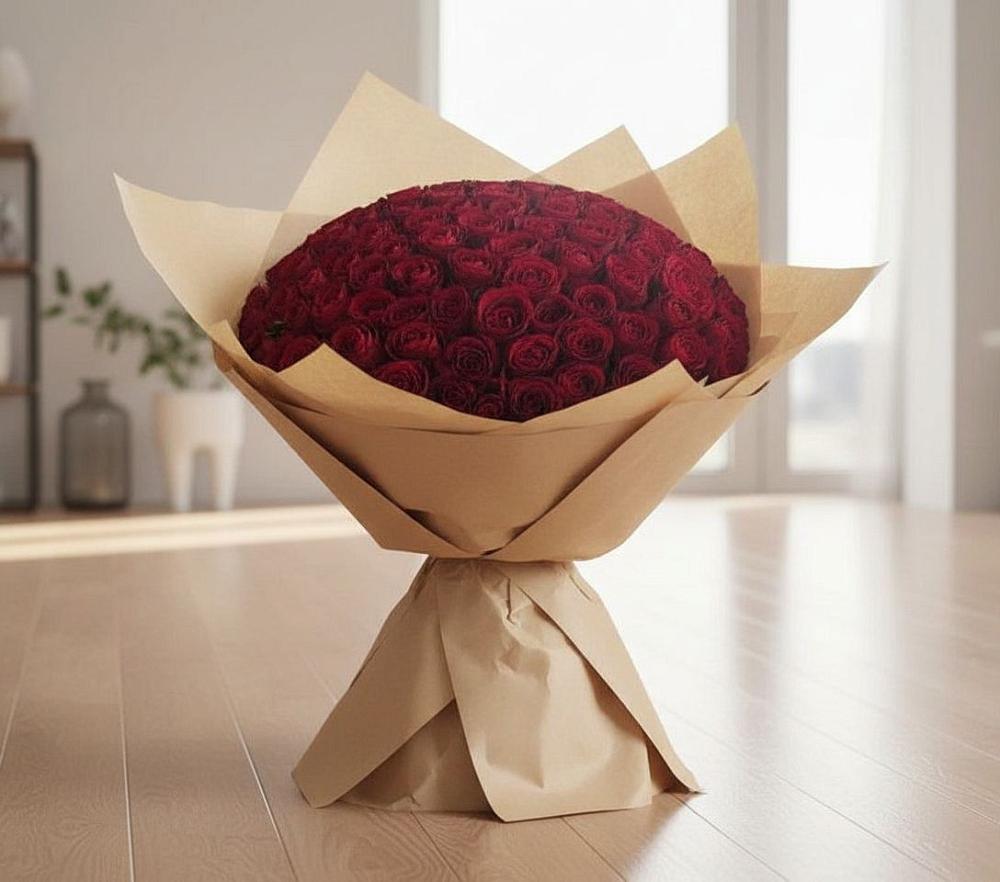 Букет 101 Красная роза в Кузьмино