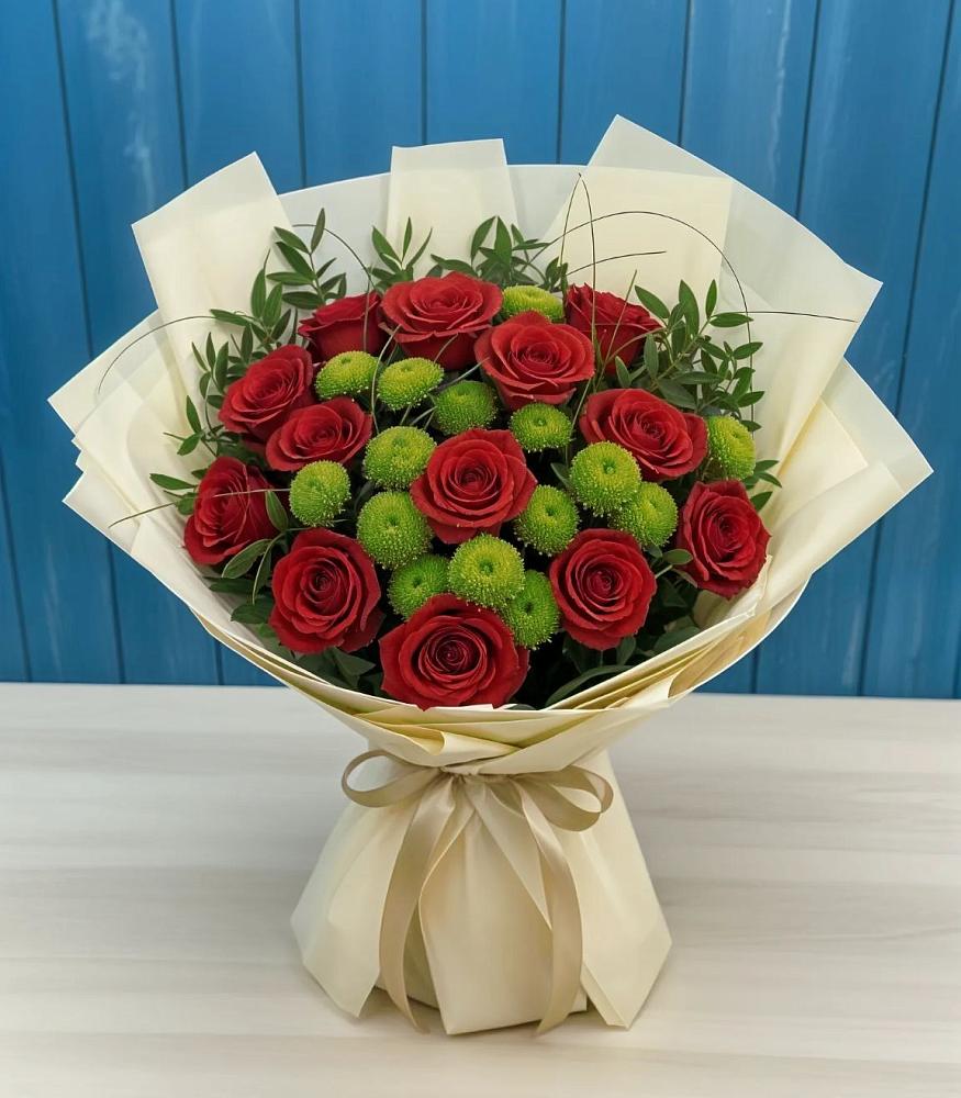 Букет цветов из: Розы и Хризантемы в Кузьмино