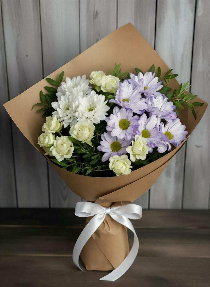 Букет цветов из: Хризантемы и Розы в Кузьмино
